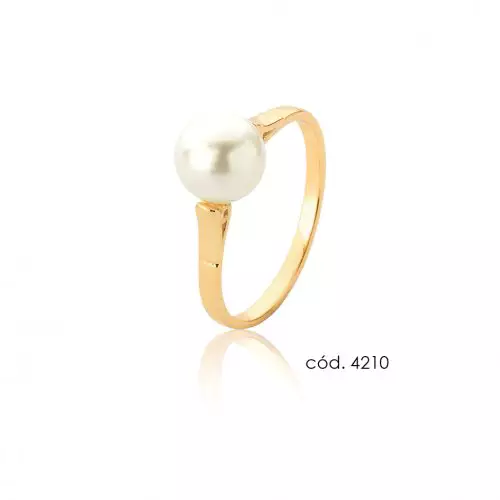 Anel de Pérola Natural em Ouro 18k